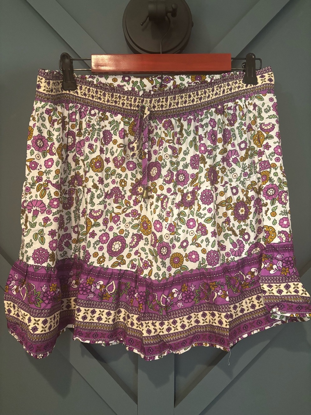 Umgee Lavender Floral  Ruffle Shorts NWT